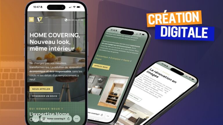 Interface mobile d'un site web optimisé SEO créé par l'agence BleuRose